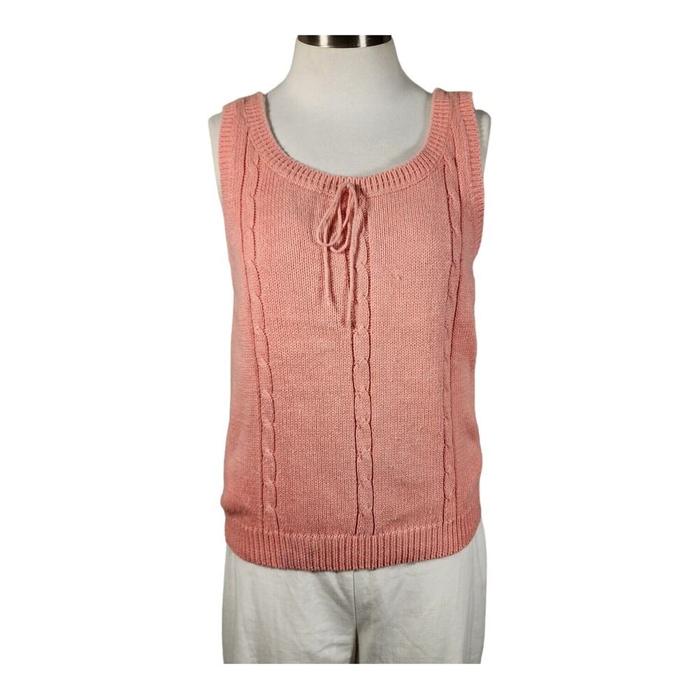 Gloria Vanderbilt for Muriani Coral Cable Sweater Tank Top 1980's Vintage Retro